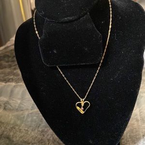 14k Gold Filled chain and heart with ruby pendant